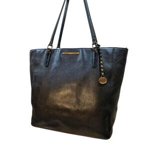 Brahmin Black Textured Leather Tote with Elegant Design